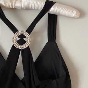 Rhinestone body con dress vintage ruched lined M